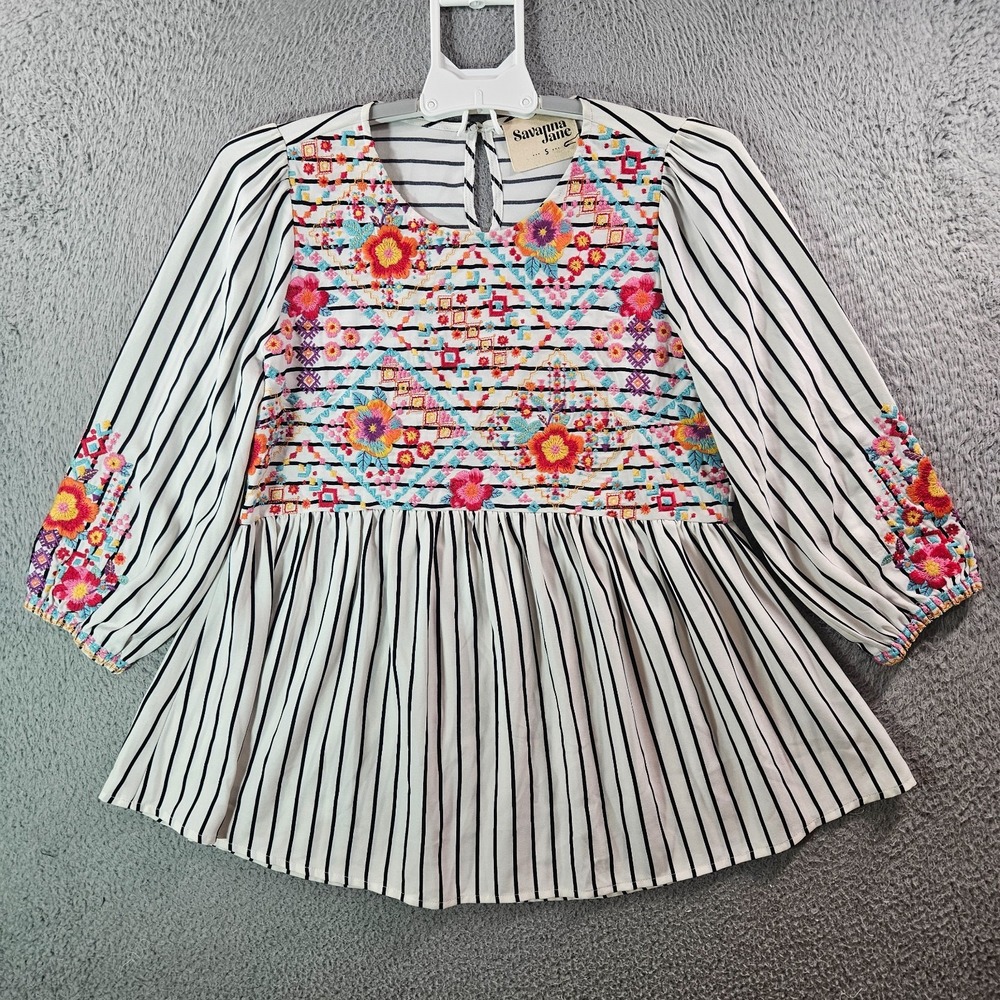 NEW Savanna Jane Sleeveless Top Blouse Women Small Embroidered White Black